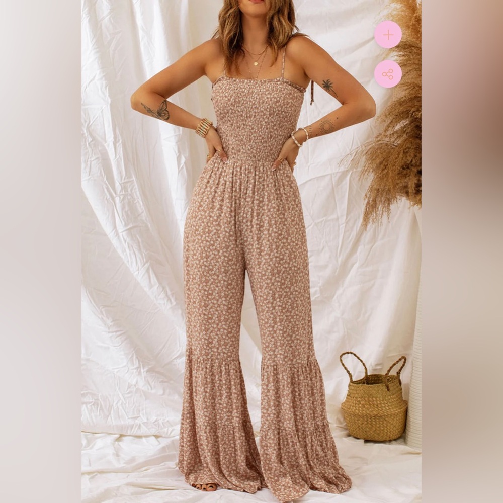 Wide leg jumpsuit with thin straps